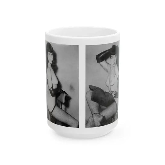 Bettie Page #606 (Vintage Female Icon) White Coffee Mug 15oz - Go Mug Yourself