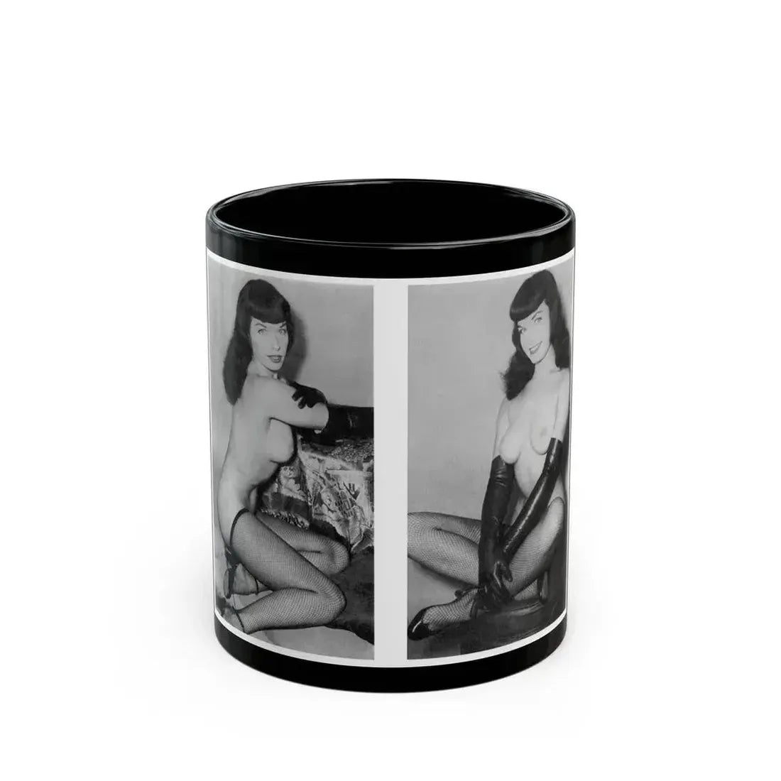Bettie Page #607 (Vintage Female Icon) Black Coffee Mug 11oz - Go Mug Yourself