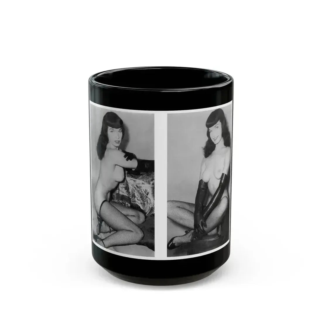 Bettie Page #607 (Vintage Female Icon) Black Coffee Mug 15oz - Go Mug Yourself