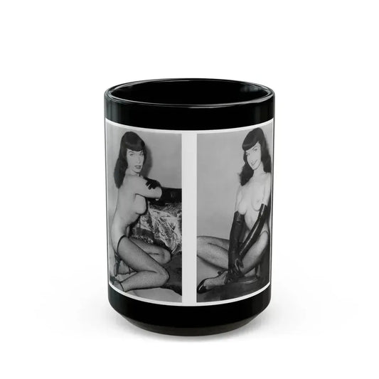 Bettie Page #607 (Vintage Female Icon) Black Coffee Mug 15oz - Go Mug Yourself