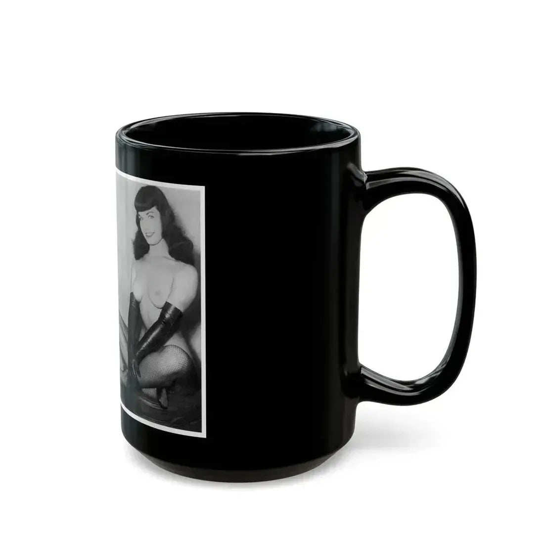 Bettie Page #607 (Vintage Female Icon) Black Coffee Mug - Go Mug Yourself