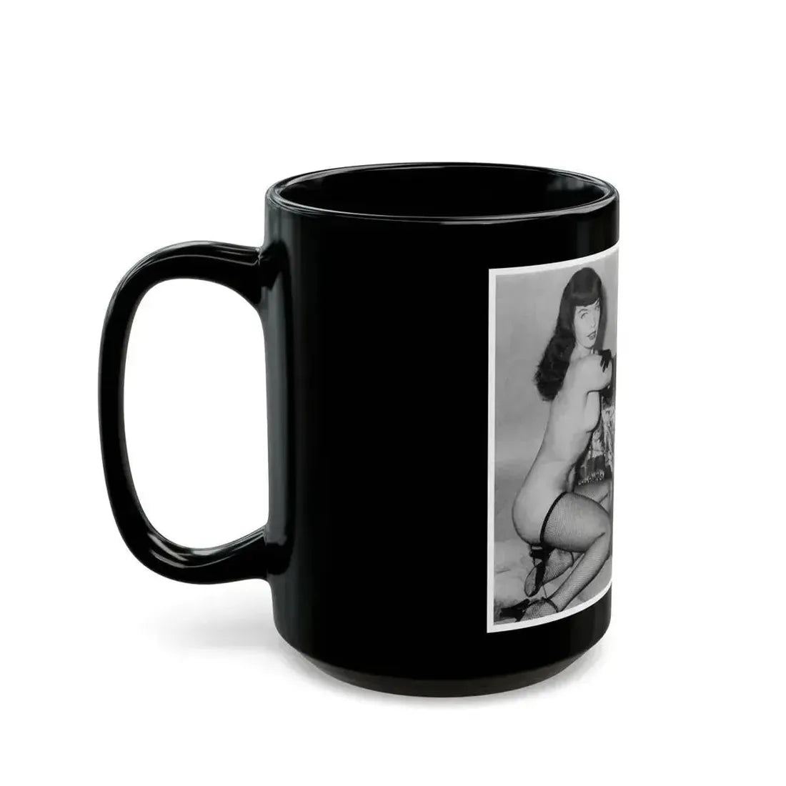 Bettie Page #607 (Vintage Female Icon) Black Coffee Mug - Go Mug Yourself