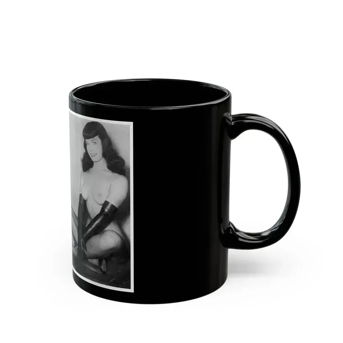 Bettie Page #607 (Vintage Female Icon) Black Coffee Mug - Go Mug Yourself