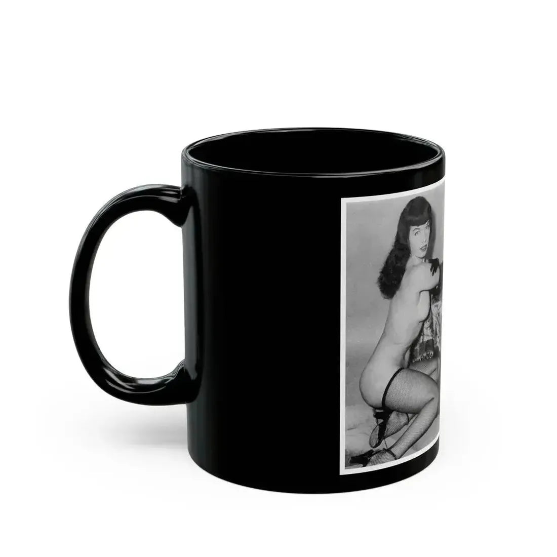 Bettie Page #607 (Vintage Female Icon) Black Coffee Mug - Go Mug Yourself
