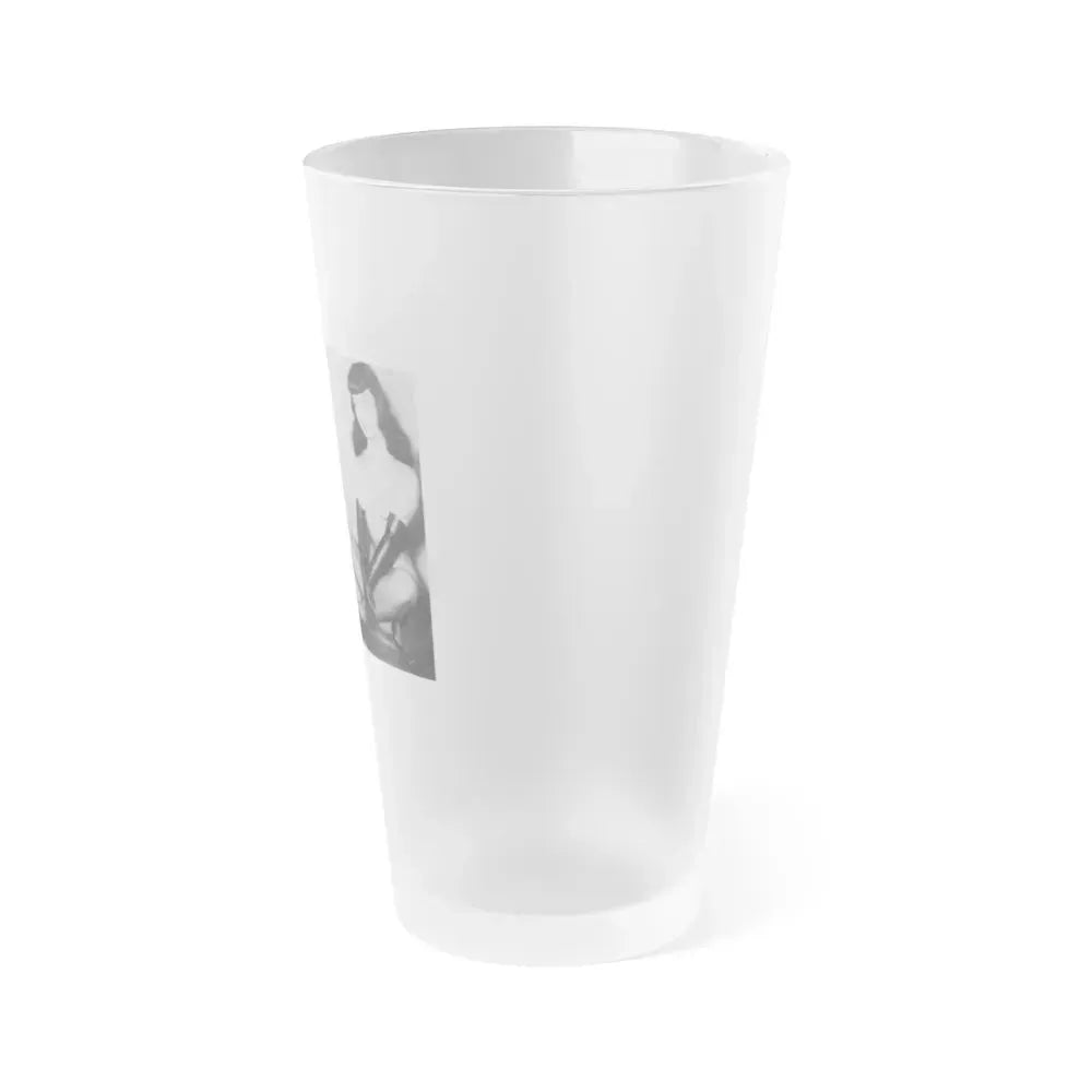 Bettie Page #607 (Vintage Female Icon) Frosted Pint Glass 16oz - Go Mug Yourself