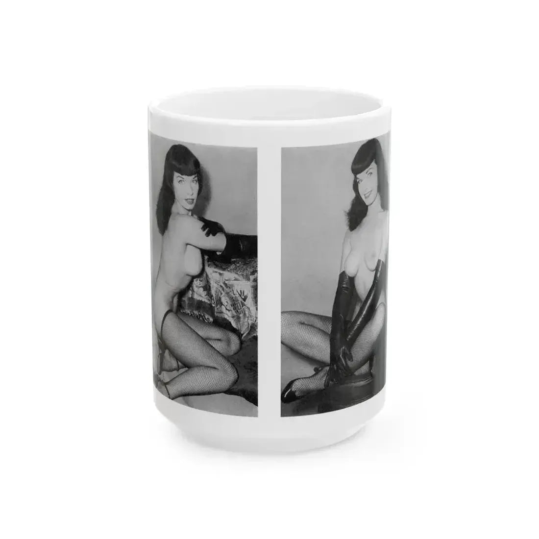 Bettie Page #607 (Vintage Female Icon) White Coffee Mug 15oz - Go Mug Yourself