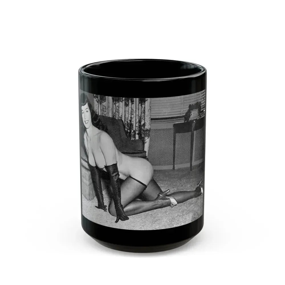 Bettie Page #608 (Vintage Female Icon) Black Coffee Mug 15oz - Go Mug Yourself