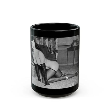 Bettie Page #608 (Vintage Female Icon) Black Coffee Mug 15oz - Go Mug Yourself