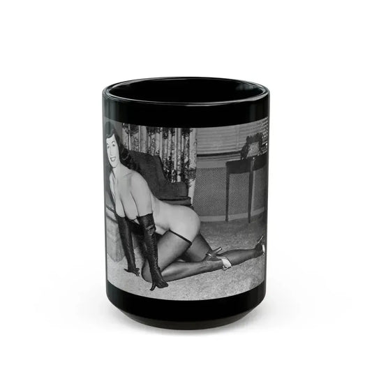 Bettie Page #608 (Vintage Female Icon) Black Coffee Mug 15oz - Go Mug Yourself