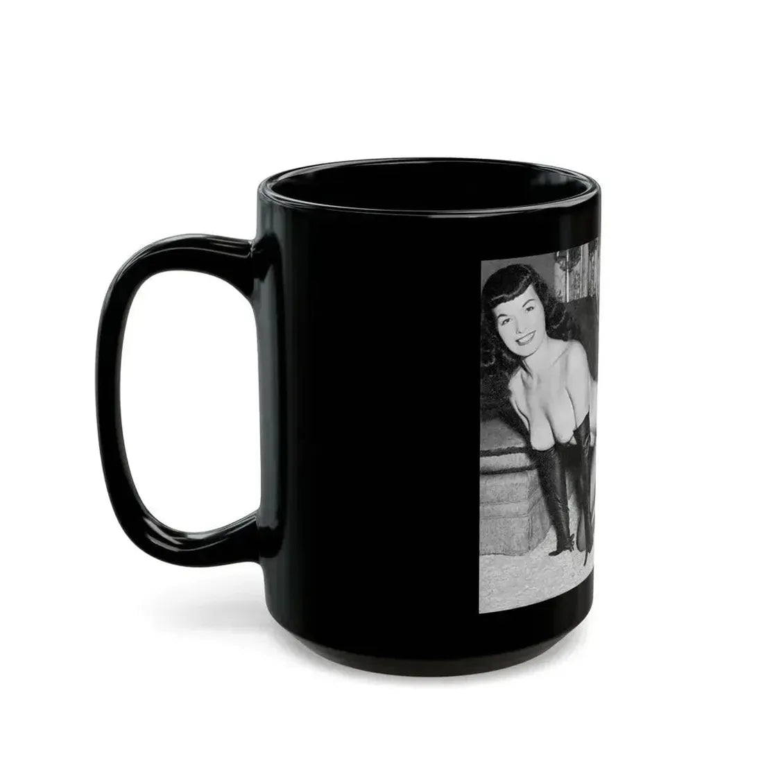 Bettie Page #608 (Vintage Female Icon) Black Coffee Mug - Go Mug Yourself