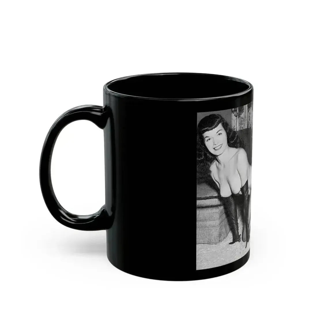 Bettie Page #608 (Vintage Female Icon) Black Coffee Mug - Go Mug Yourself