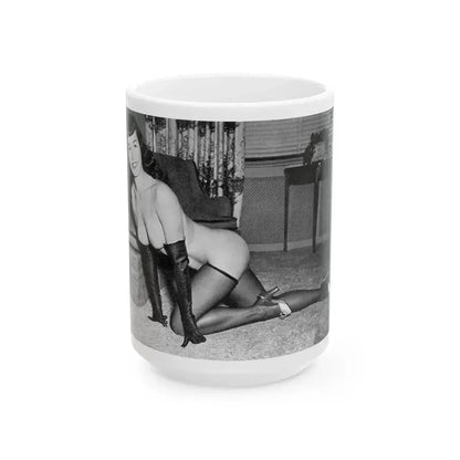 Bettie Page #608 (Vintage Female Icon) White Coffee Mug 15oz - Go Mug Yourself