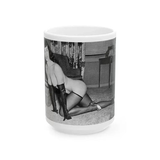 Bettie Page #608 (Vintage Female Icon) White Coffee Mug 15oz - Go Mug Yourself