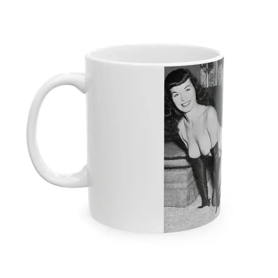 Bettie Page #608 (Vintage Female Icon) White Coffee Mug - Go Mug Yourself