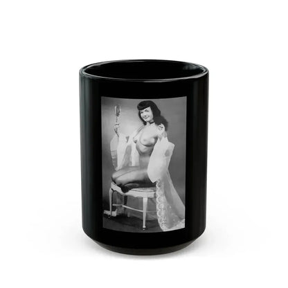 Bettie Page #609 (Vintage Female Icon) Black Coffee Mug 15oz - Go Mug Yourself