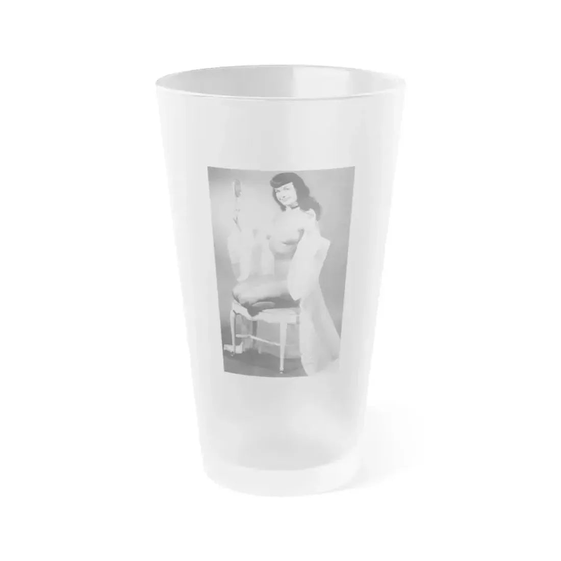 Bettie Page #609 (Vintage Female Icon) Frosted Pint Glass 16oz 16oz Frosted - Go Mug Yourself