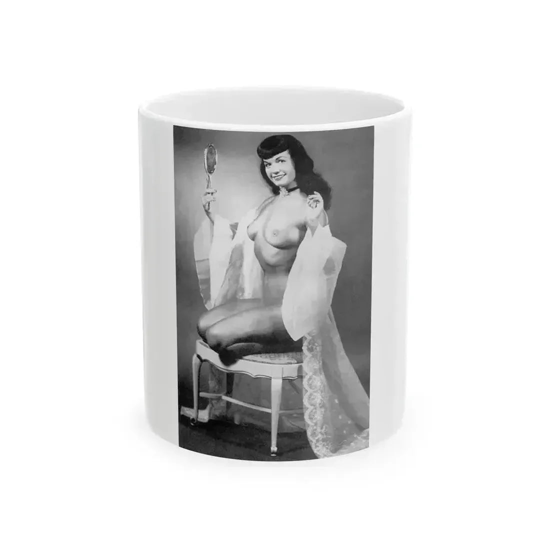 Bettie Page #609 (Vintage Female Icon) White Coffee Mug 11oz - Go Mug Yourself