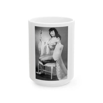 Bettie Page #609 (Vintage Female Icon) White Coffee Mug 15oz - Go Mug Yourself