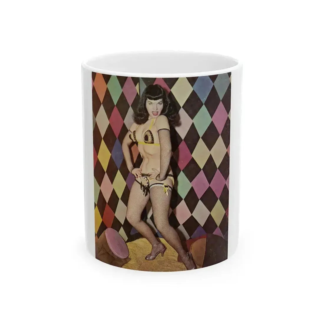 Bettie Page #61 (Vintage Female Icon) White Coffee Mug 11oz - Go Mug Yourself