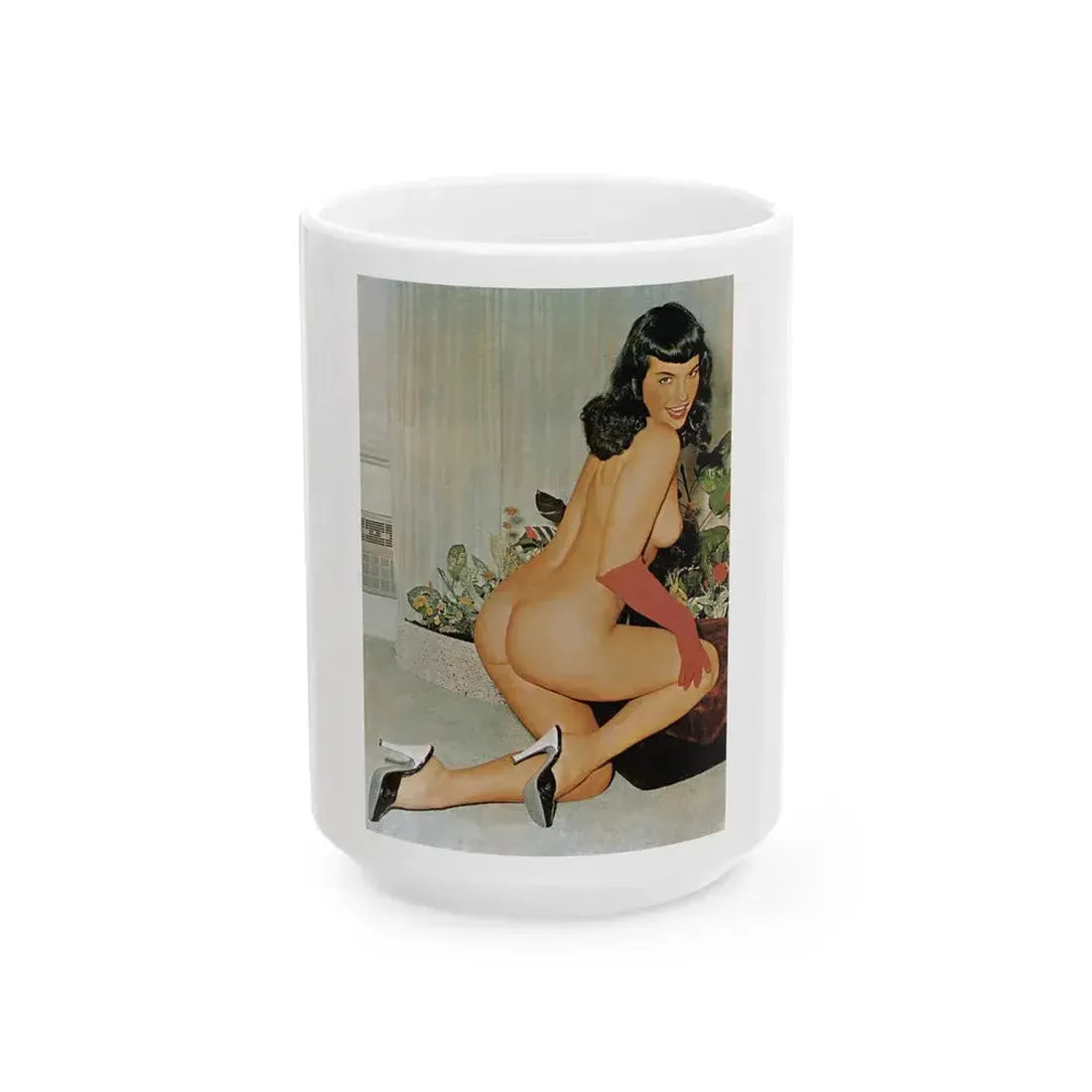 Bettie Page #610 (Vintage Female Icon) White Coffee Mug 15oz - Go Mug Yourself