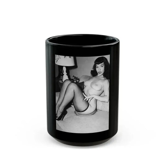 Bettie Page #612 (Vintage Female Icon) Black Coffee Mug 15oz - Go Mug Yourself