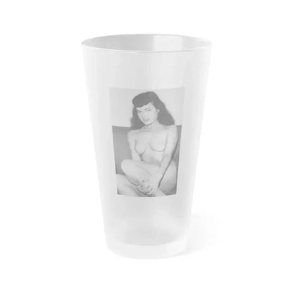 Bettie Page #613 (Vintage Female Icon) Frosted Pint Glass 16oz 16oz Frosted - Go Mug Yourself