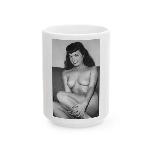 Bettie Page #613 (Vintage Female Icon) White Coffee Mug 15oz - Go Mug Yourself
