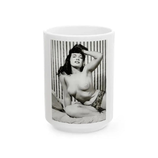 Bettie Page #614 (Vintage Female Icon) White Coffee Mug 15oz - Go Mug Yourself