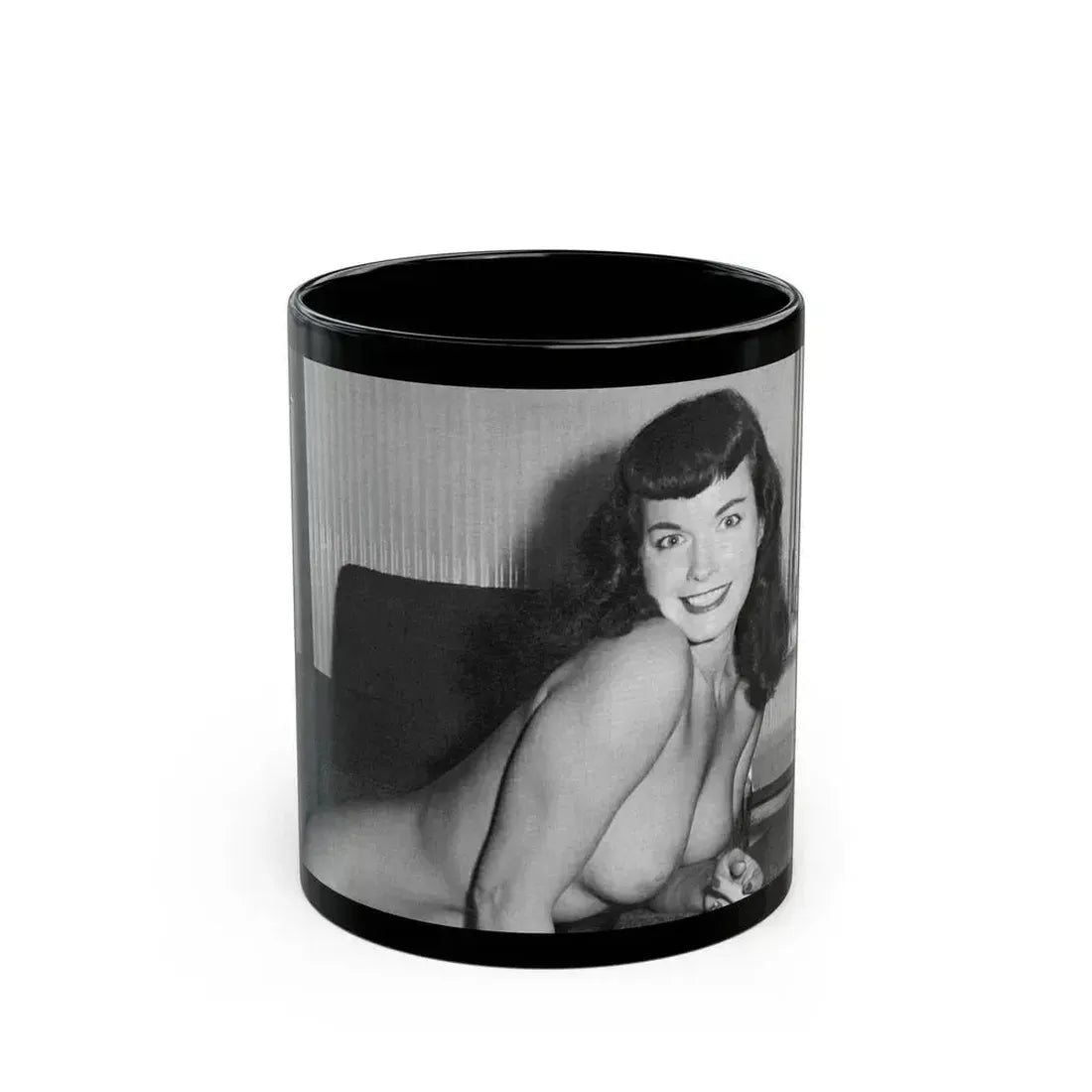 Bettie Page #616 (Vintage Female Icon) Black Coffee Mug 11oz - Go Mug Yourself