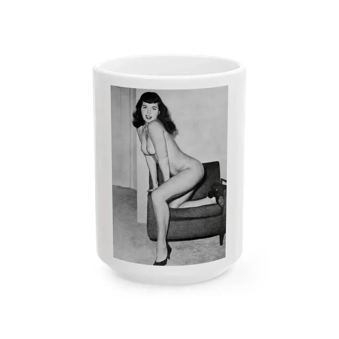 Bettie Page #617 (Vintage Female Icon) White Coffee Mug 15oz - Go Mug Yourself