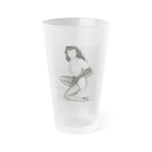 Bettie Page #618 (Vintage Female Icon) Frosted Pint Glass 16oz 16oz Frosted - Go Mug Yourself