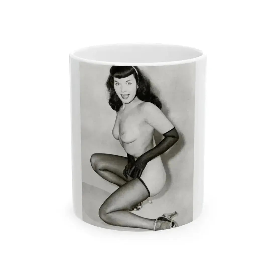 Bettie Page #618 (Vintage Female Icon) White Coffee Mug 11oz - Go Mug Yourself