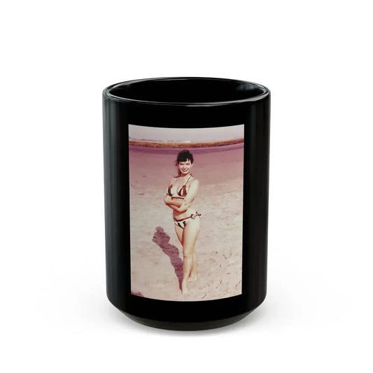 Bettie Page #62 (Vintage Female Icon) Black Coffee Mug 15oz - Go Mug Yourself