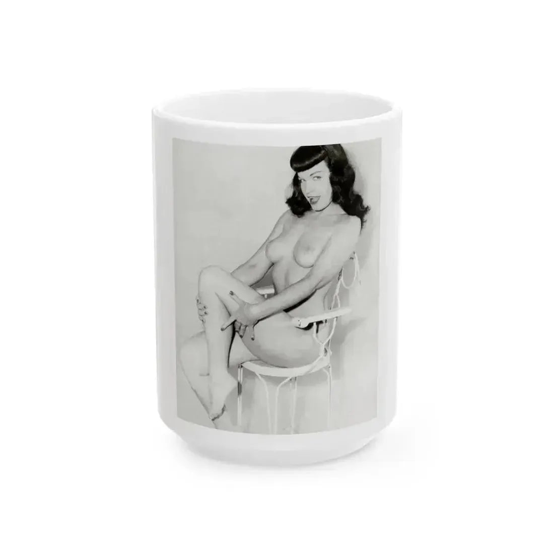 Bettie Page #620 (Vintage Female Icon) White Coffee Mug 15oz - Go Mug Yourself