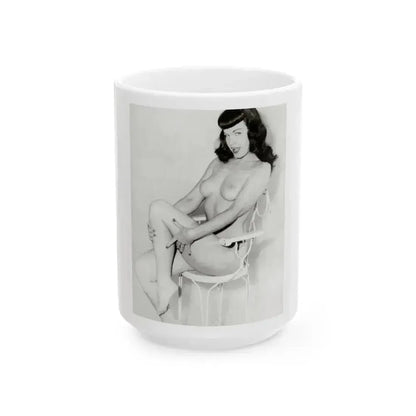 Bettie Page #620 (Vintage Female Icon) White Coffee Mug 15oz - Go Mug Yourself