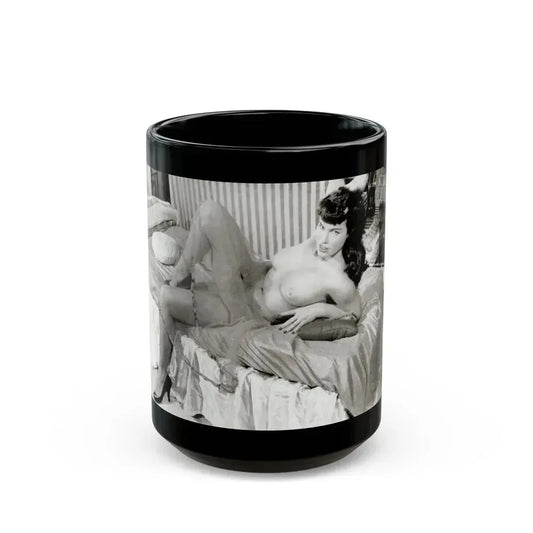 Bettie Page #622 (Vintage Female Icon) Black Coffee Mug 15oz - Go Mug Yourself