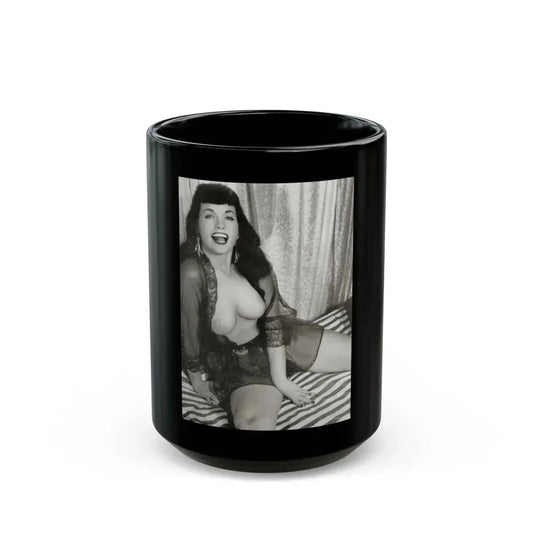 Bettie Page #623 (Vintage Female Icon) Black Coffee Mug 15oz - Go Mug Yourself