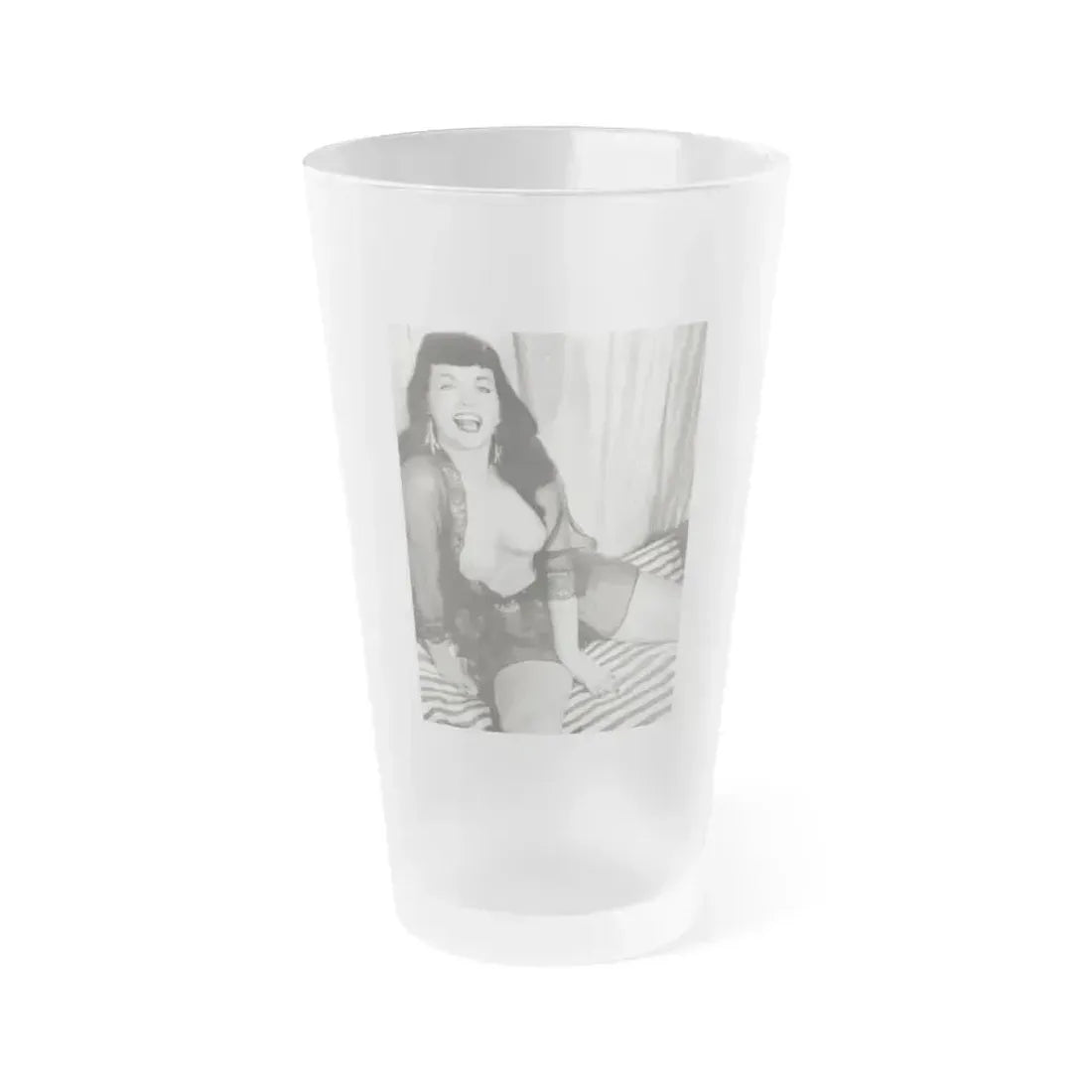 Bettie Page #623 (Vintage Female Icon) Frosted Pint Glass 16oz 16oz Frosted - Go Mug Yourself