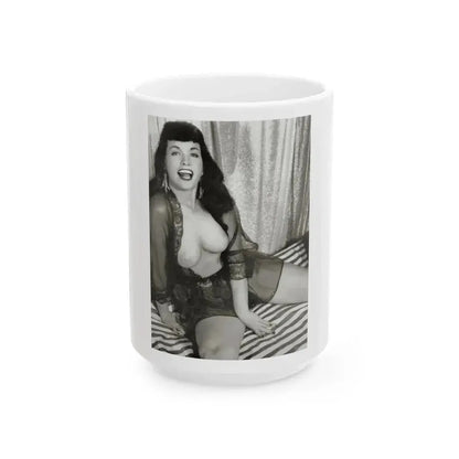 Bettie Page #623 (Vintage Female Icon) White Coffee Mug 15oz - Go Mug Yourself