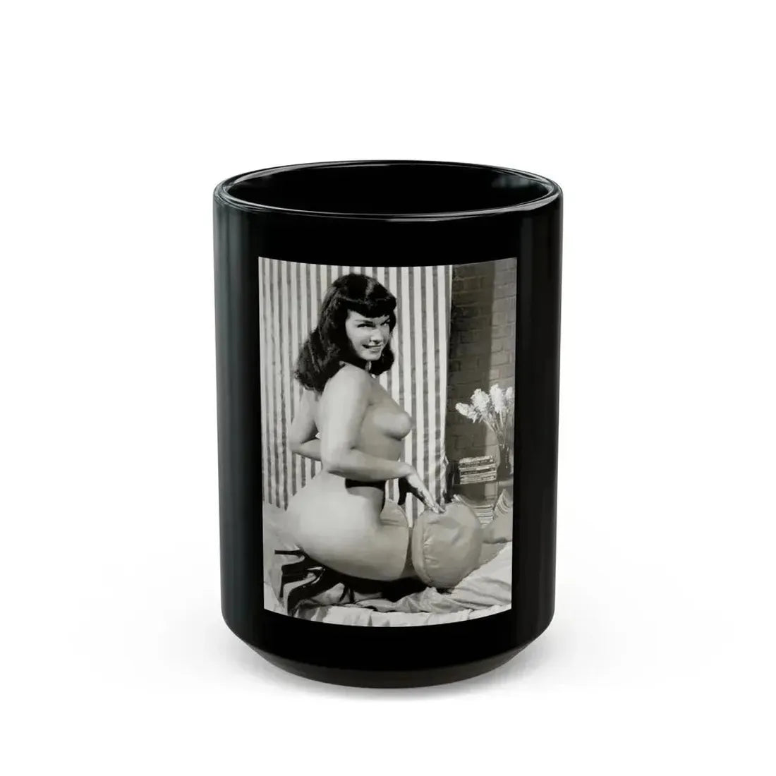 Bettie Page #624 (Vintage Female Icon) Black Coffee Mug 15oz - Go Mug Yourself