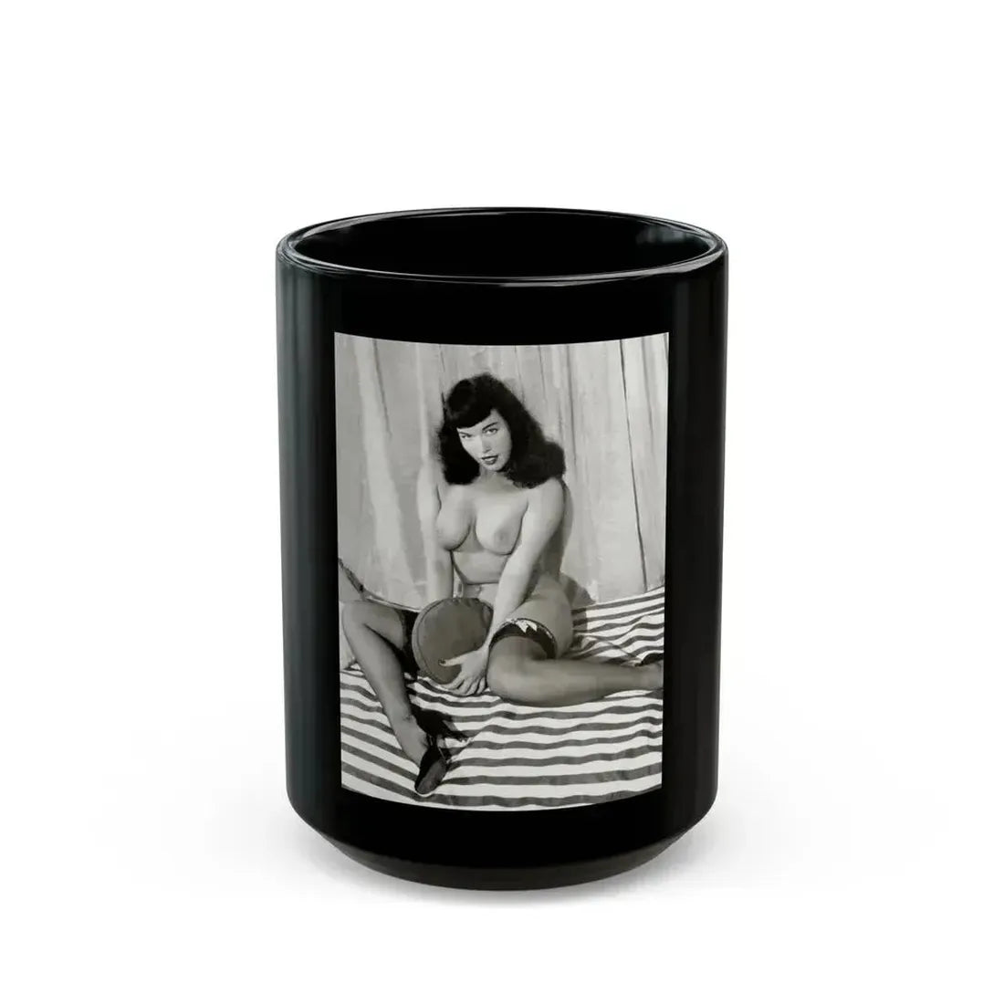 Bettie Page #625 (Vintage Female Icon) Black Coffee Mug 15oz - Go Mug Yourself