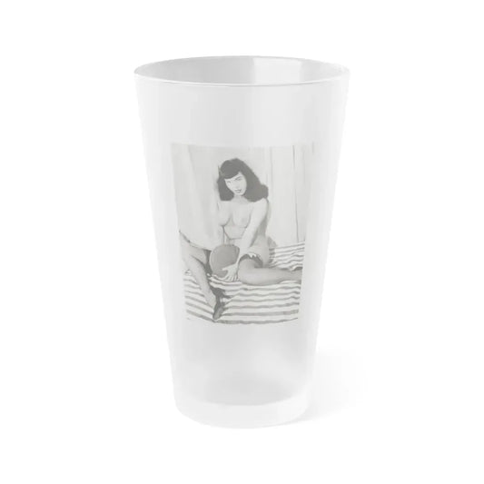 Bettie Page #625 (Vintage Female Icon) Frosted Pint Glass 16oz 16oz Frosted - Go Mug Yourself