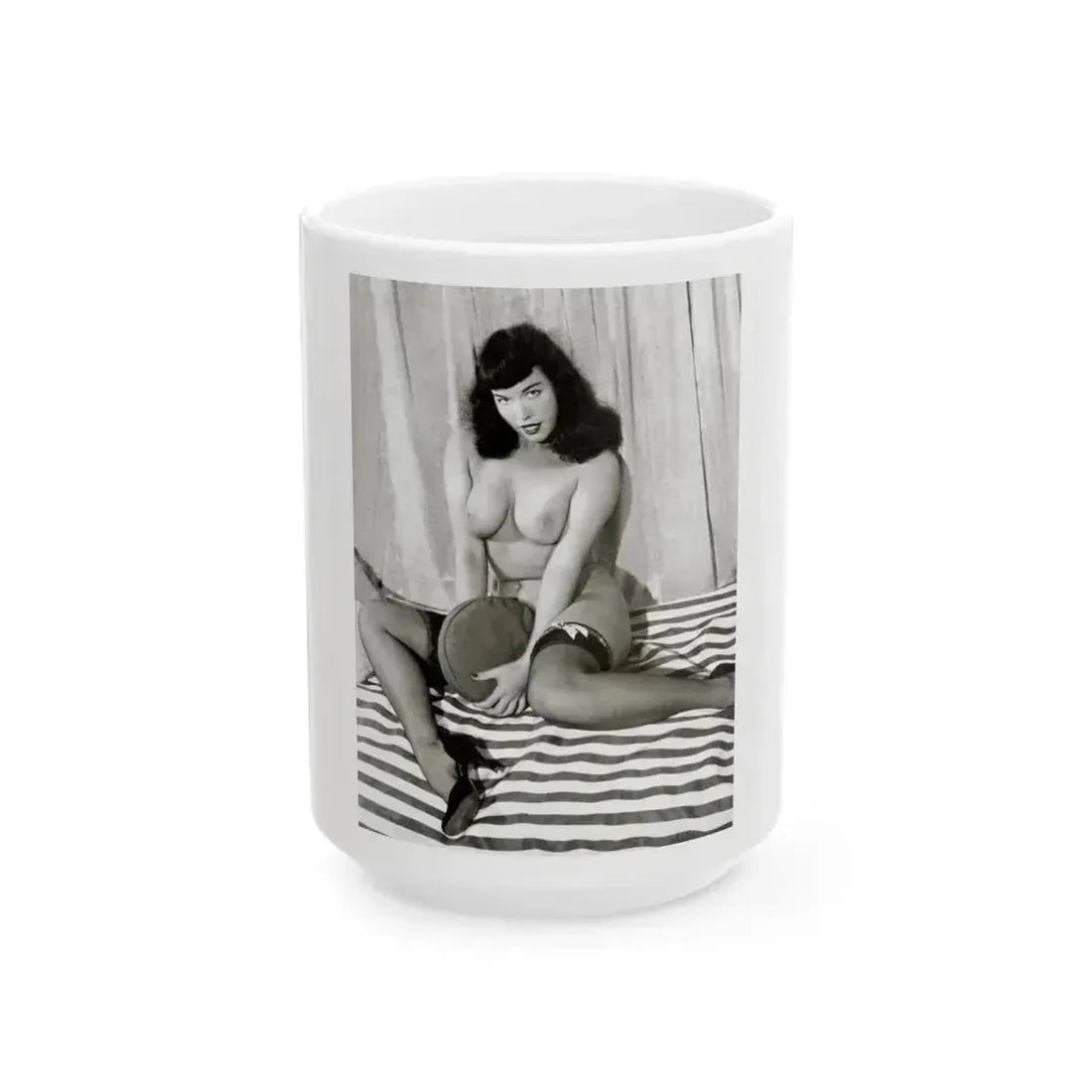 Bettie Page #625 (Vintage Female Icon) White Coffee Mug 15oz - Go Mug Yourself