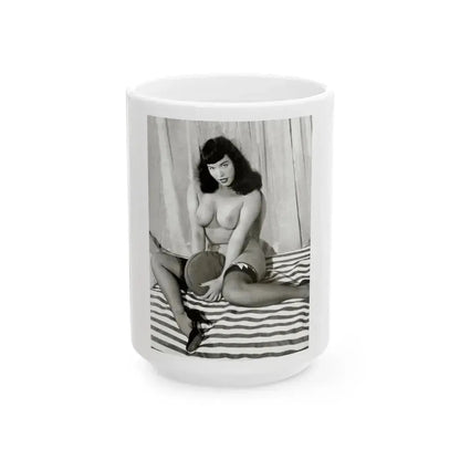 Bettie Page #625 (Vintage Female Icon) White Coffee Mug 15oz - Go Mug Yourself