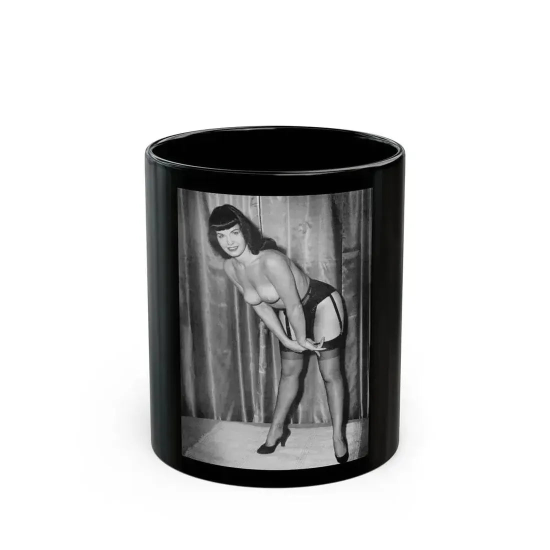 Bettie Page #628 (Vintage Female Icon) Black Coffee Mug 11oz - Go Mug Yourself