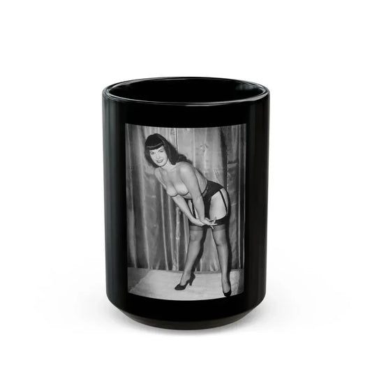 Bettie Page #628 (Vintage Female Icon) Black Coffee Mug 15oz - Go Mug Yourself