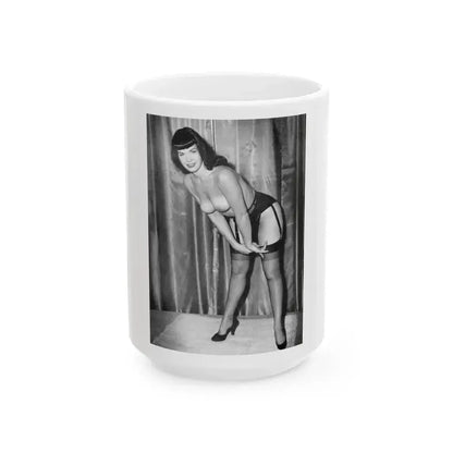 Bettie Page #628 (Vintage Female Icon) White Coffee Mug 15oz - Go Mug Yourself