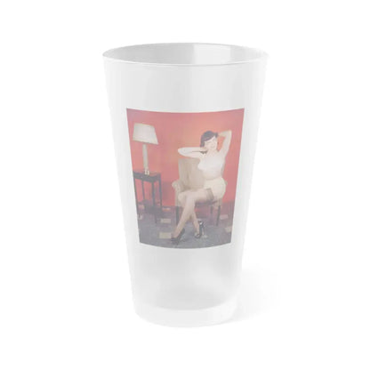Bettie Page #63 1 (Vintage Female Icon) Frosted Pint Glass 16oz 16oz Frosted - Go Mug Yourself