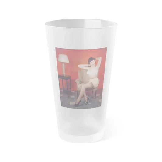Bettie Page #63 1 (Vintage Female Icon) Frosted Pint Glass 16oz 16oz Frosted - Go Mug Yourself