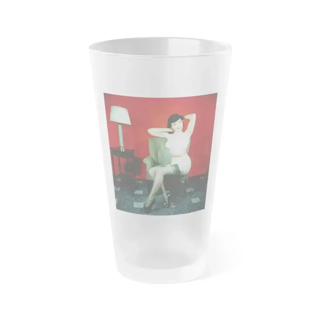 Bettie Page #63 (Vintage Female Icon) Frosted Pint Glass 16oz 16oz Frosted - Go Mug Yourself